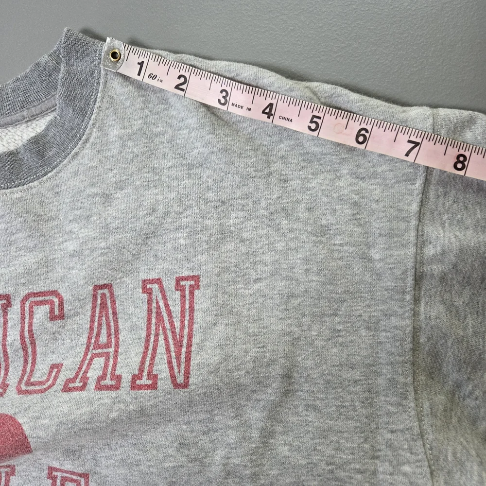 AEO Graphic Fleece Crewneck Sweatshirt Gray Pink Size XS - Picture 11 of 15